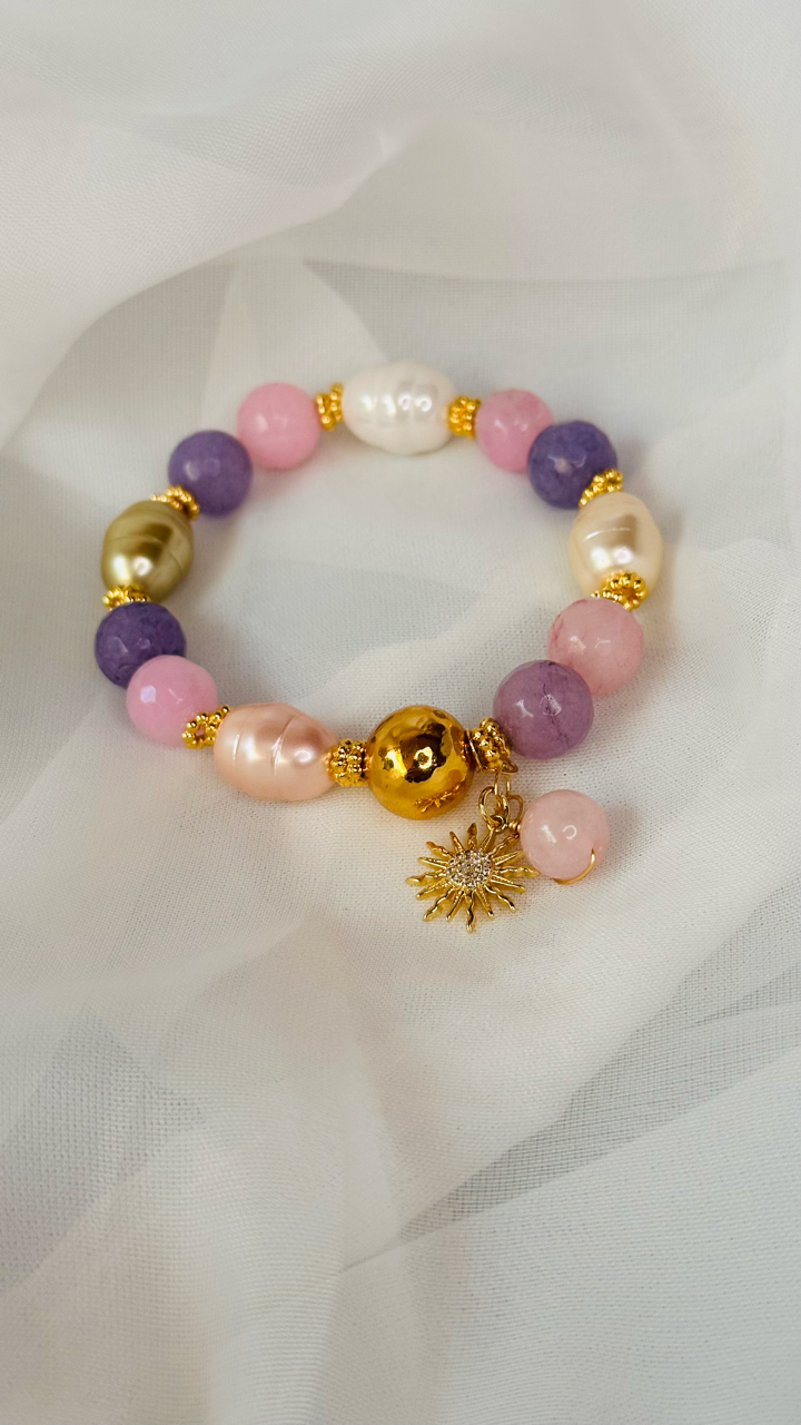 Pulsera AGATAS Y PERLAS X DIJE IB
