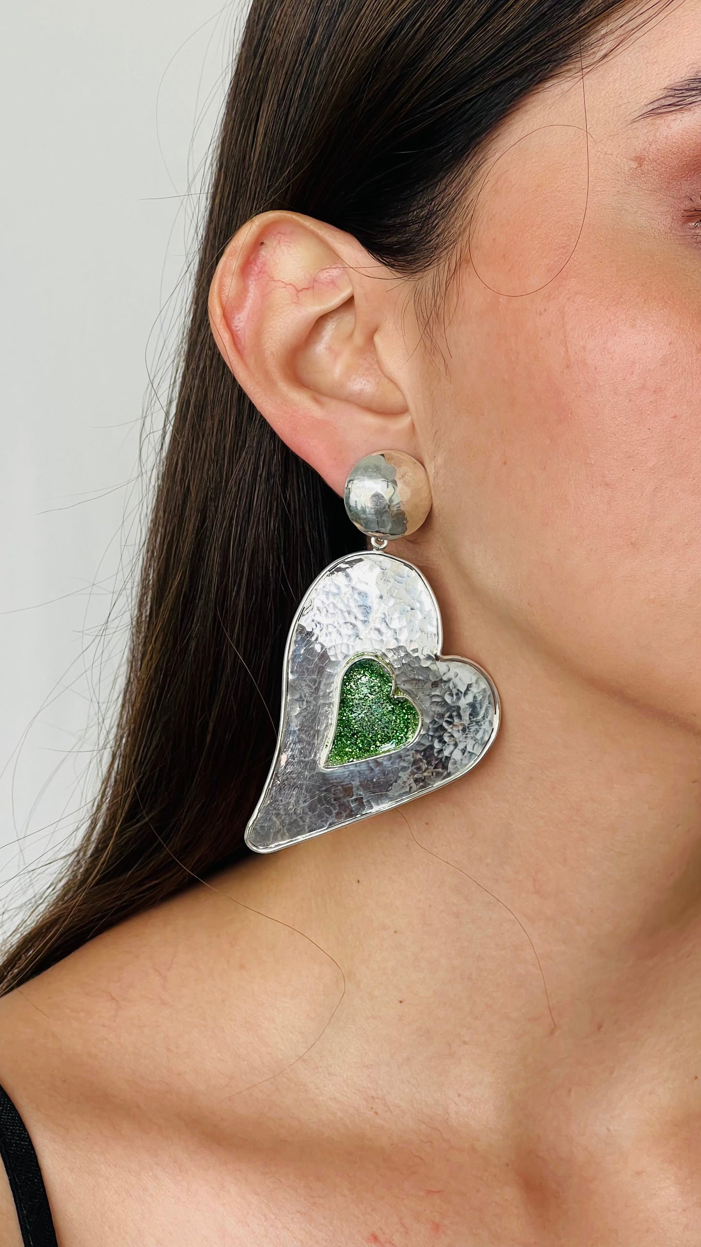 Aretes CORAZÓN DE MELÓN PLATA COLORES